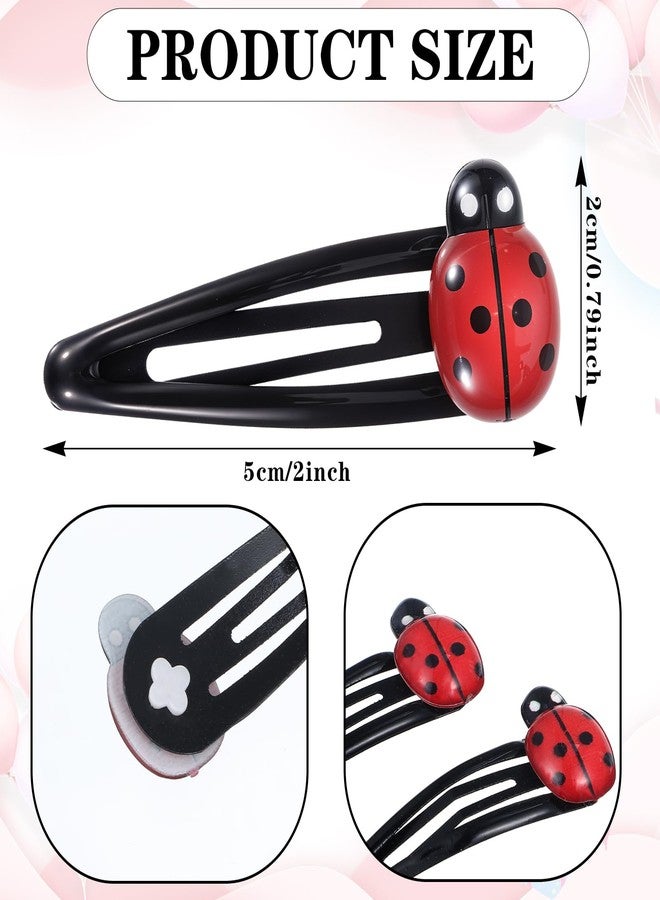 Tyqour 10Pcs Ladybug Hair Clips for Girls, 2 Inch Cute Snap Hair Barrettes for Toddler Girls and Women, Water Drop Non Slip Hairs Accessories for Kids Teens, Toddlers - Image 2